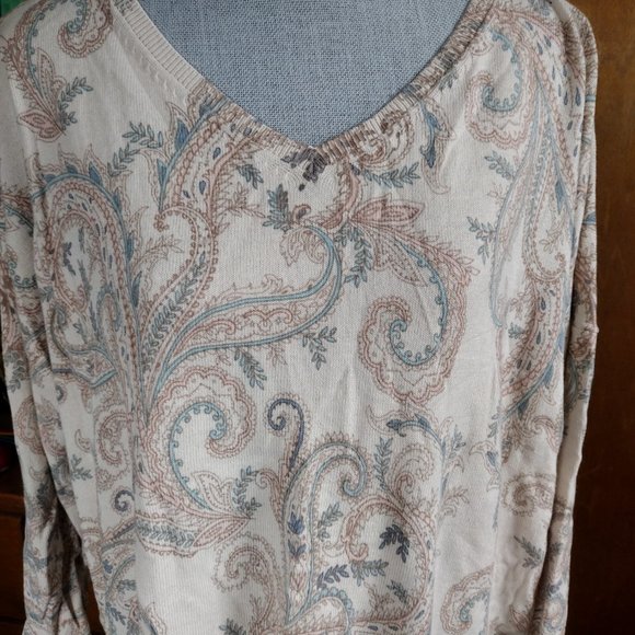 J. Jill Women's Lightweight V-neck Paisley Sweater Sz XL - Picture 5 of 6